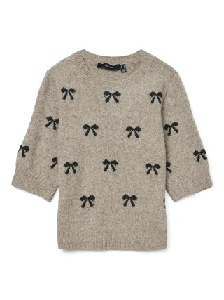 VERO MODA - VMDOFFY INTARSIA 2/4 O-NK PULLOVER Moon Rock - Gr. - XS