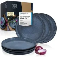 Moritz & Moritz Dessertteller VIDA Dessertteller für 6 Personen Blau, (6 St), Spülmaschinengeeignet, Hochwertiges Porzellan