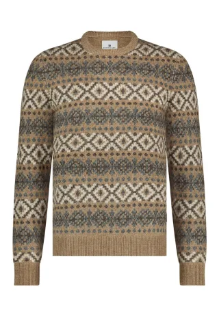 State of Art - Pullover mit Rundhalsausschnitt beige/braun - Gr. - XXL