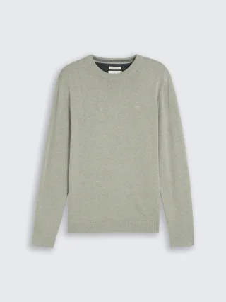 Tom Tailor - Basic Strickpullover aus Baumwolle iron mint melange - Gr. - M