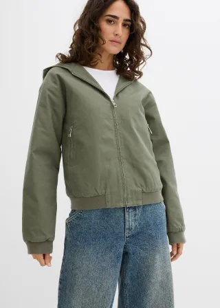 bonprix Outdoorjacke aus reiner Baumwolle, grün, Gr.40, Lässige wattierte Outdoorjacke im Washed Look aus reiner Baumwolle, aus 100% Baumwolle