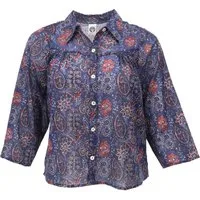Guru-Shop Longbluse Handbedruckte Bohobluse, luftige Baumwollbluse.. alternative Bekleidung