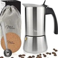 Milu Espressokocher, Mokkakanne, Espressokanne, Induktion geeignet, 300ml, silber