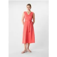 comma Midikleid Kleid Satiniertes Leinenmix-Kleid in Midilänge