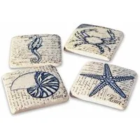 Mirabeau Glasuntersetzer Untersetzer 4er Set Faune Marine blau/beige