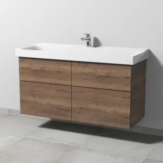 Sanipa 3way Waschtischunterbau zu Geberit Xeno2 Waschtisch mit 4 Auszügen, Eiche-Tabak SM66450