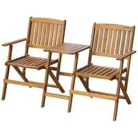 vidaXL Gartenbank Gartenbank Klappbar mit Teetisch 140 cm Massivholz (2-St)