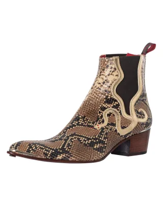 Jeffery West Bedruckte Chelsea-Stiefel Mit Schlangenmuster, Beige