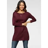 Laura Scott Longpullover Feinstrick mit U-Boot Ausschnitt und seitlichem Schlitz