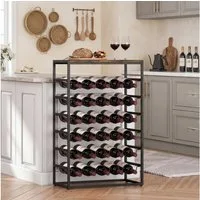 HOMCOM Weinregal Flaschenregal Weinflaschenhalter für 30 Flaschen aus Metall, freistehender Flaschenhalter 1-tlg., für Keller, Lagerraum, 59 x 30 x 88,5 cm Rustikal-Braun