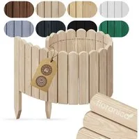 Floranica Palisade Flexible Rasenkante Rollborder Beeteinfassung Beetumrandung Holzzaun, LxH: 100x10 cm, Unbehandelt, Dekozaun Umzäunung von Blumenbeeten Kräutergarten Wege Rasenbegrenzung