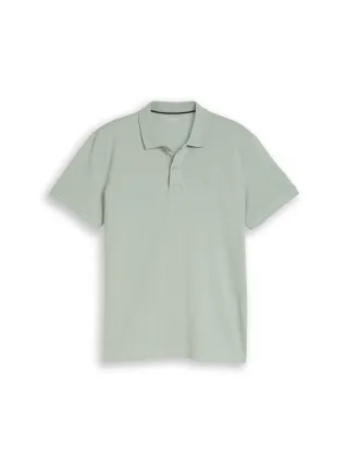 Tom Tailor - Piqué Poloshirt mit Logo-Stickerei soft greyish green - Gr. - XXXL