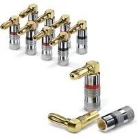 sonero Bananenstecker 90° gewinkelt 4er-Set für Lautsprecherkabel max. 6mm² Audio-Kabel