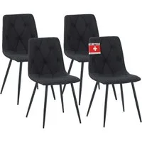 Albatros International Esszimmerstuhl Esszimmer Stühle 4 er Set DORA, Stuhl Stühle Esszimmerstühle, Küche (4er Set, Schwarz, Stoff Bezug), Küchenstuhl Küchenstühle Essstühle für den Esstisch Ess Stühle