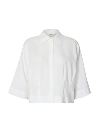 selected women - SLFCLEO REGULAR 3/4 CROPPED SHIRT B Bright White - Gr. - 40