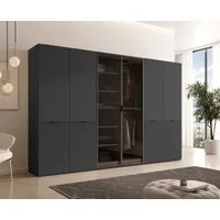 MOEBLO Drehtürenschrank MINEWRA ANTISOL 300 (Moderner Drehtürenschrank mit getönter Glasfront – viel Stauraum, verstellbare Einlegeböden & Kleiderstangen – robuster 6-türiger Kleiderschrank für Schlafzimmer und Garderobe) (BxHxT): 303x200x49 cm