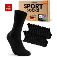 sockenkauf24 Sportsocken 10 Paar Tennissocken Damen & Herren Atmungsaktive Crew Socken (10-Paar) verstärkte Ferse & Fußspitze, gepolsterte Sohle, klimaregulierend