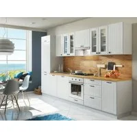 Möbel für Dich Küchenzeile Landhausküche LORA Einbauküche 320 cm, 11-teilig, mit Fronten in wahlweise weiß, beige oder grau