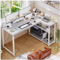 HOMALL Eckschreibtisch 100/120L Form mit Ablagefächern, 2 Tier DIY Lagerregalen Computertisch (L-formiger Schreibtischumit Regal,100/120/140/160cm,Geeignet fur Burotisch, Arbeitszimmer, Schlafzimmer), Schreibtisch,PC Tisch,Heimbüro