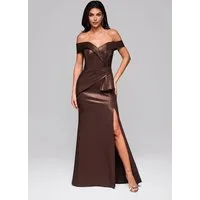 OMBRE Abendkleid Schulterfreies Abendkleid mit Schlitz