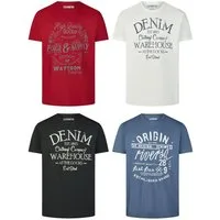 riverso T-Shirt Herren Printshirt RIVLeon Regular Fit (4-tlg) Kurzarm Tee Shirt mit Rundhalsausschnitt aus 100% Baumwolle