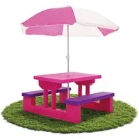 Bituxx Kindersitzgruppe Kindersitzgruppe mit Sonnenschirm Pink, (MS-18830)