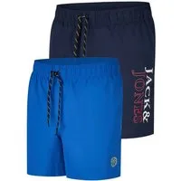 Jack & Jones Badeshorts Herren Badehose JPSTMAUI SWIM MIX SMU 2PK Regular Fit (2-St) Sportshorts mit Kordelzug