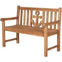 bene living Gartenbank Anker 120 cm - Teakholz, geschwungende Armlehnen - Rückenlehnen mit Ankermotiv