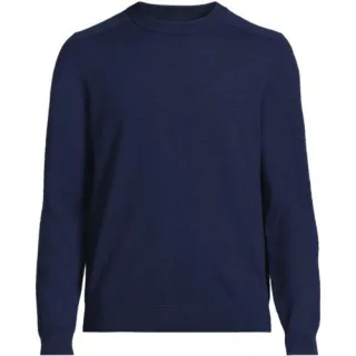 Merino-Rundhalspullover, Herren,  Grün, Wolle, by Lands' End