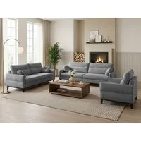 Beautysofa Polstergarnitur BELWEDER, (Velours oder Bouclé-Stoff, hoher Komfort, zeitloses Design), Sitzgruppe 3-Sitzer, 2-Sitzer & Sessel