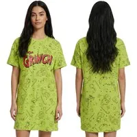 Sarcia.eu Nachthemd GRINCH – grünes Nachthemd für Damen, Baumwoll-Schlafshirt