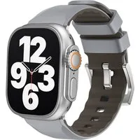 Wigento Smartwatch-Armband Für Apple Watch SE 2023 40mm Two Color Sport Silikon Arm Band Grau, Ersatz Austausch Silikon Sport Armband