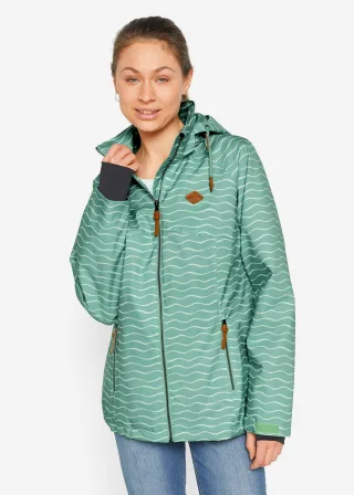 bonprix wasserdichte Funktions-Jacke, grün, Gr.52, Winddichte Regenjacke mit Reißverschlusstaschen, bequem geschnitten