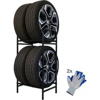 PROREGAL® Schwerlastregal Reifenregal Räderregal Garagenregal CARRERO für 4-8 Reifen Schwarz, Reifenschonnende Lagerung Winterregien Sommerreifen Allwetterreifen