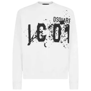 Dsquared2 Icon Splash Cool Fit Crew Neck White Sweatshirt