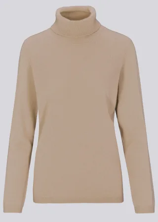 CLARINA - NOS Pullover, Rollkragen 244 camel mel. - Gr. - 38