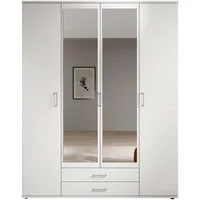 Schlafkontor Kleiderschrank Karl Drehtürenschrank Schlafzimmerschrank mit Spiegel Garderobe in 2 Breiten, mit zusätzlichen Einlegeböden TOPSELLER
