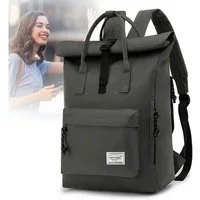 TAN.TOMI Cityrucksack Rucksack Damen Herren Tagesrucksack mit Laptopfach, Modern Rolltop Rucksack Daypack, Wasserabweisend