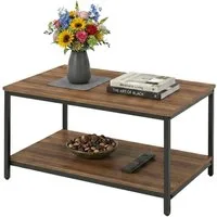 relaxdays Couchtisch mit Ablage Materialmix (1-St), dunkelbraun
