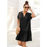 s.Oliver Blusenkleid mit Volant am Rock luftiges Tunikakleid, Sommerkleid,leichtes Strandkleid,Cover-up, Basic
