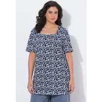 Ulla Popken Longshirt Longshirt A-Linie Carré-Ausschnitt Halbarm