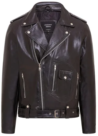 Schwarze Bikerjacke Brando aus Kuhfell für Herren - Pargas