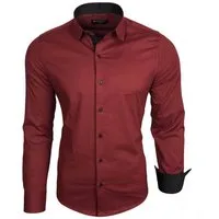 Baxboy Langarmhemd Baxboy Herren Kontrast Hemden Business Freizeit modernes Hemd B-500