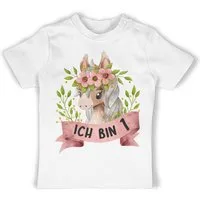 Shirtracer T-Shirt Ich bin eins mit süßem Pferd mit Blumen 1. Geburtstag
