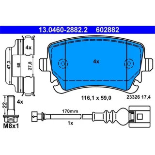 ATE Bremsbel?ge hinten VW Multivan Transporter T5 T6
