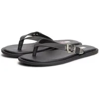 Tommy Jeans TJW FLAT LEATHER SANDALS Zehentrenner Dianette, Strandschuh, Schlupfschuh mit verstellbarer Schnalle