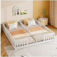 Flieks Massivholzbett, Kinderbett Einzelbett*2 90x200cm*2 für zwei Kinder ohne Lattenrost