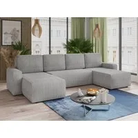 Sofnet Wohnlandschaft Roma U, mit Schlaffunktion und Bettkasten, U-Form Couch, Cord Stoff, Schlafsofa mit Wellenfeder