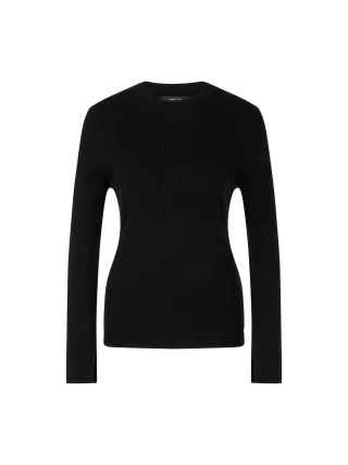 Marc Cain Collections - Elegantes Longsleeve mit Blumenelement black - Gr. - 40