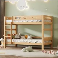 Flieks Etagenbett, Massivholzbett Kinderbett in 2 Einzelbetten umwandelbar 90x200cm
